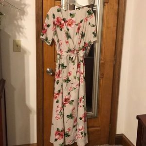 Soft and breezy floral wrap maxi.